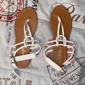 White Sandals with Clear and Pearl Detailing